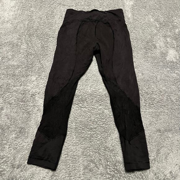 Lululemon Leggings Womens 4 Cropped Capri Workout Pants Black Pockets - Picture 2 of 8
